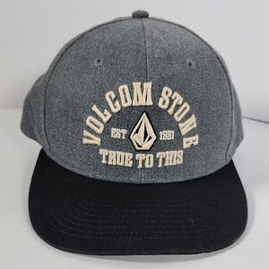 Volcom Stone True to This Gray and Black Snapback Hat